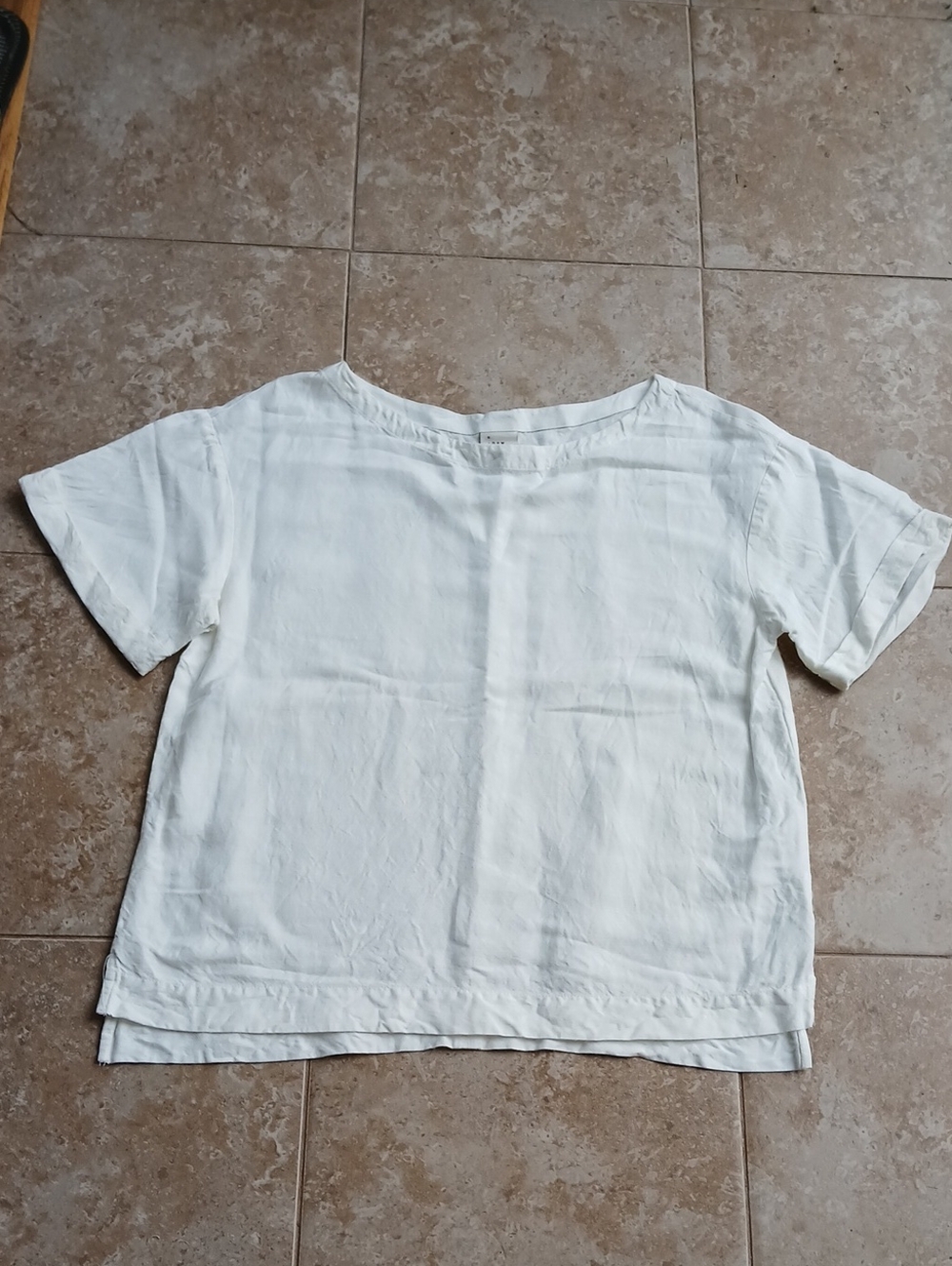 a new day Cream Short Sleeve Boxy Blouse